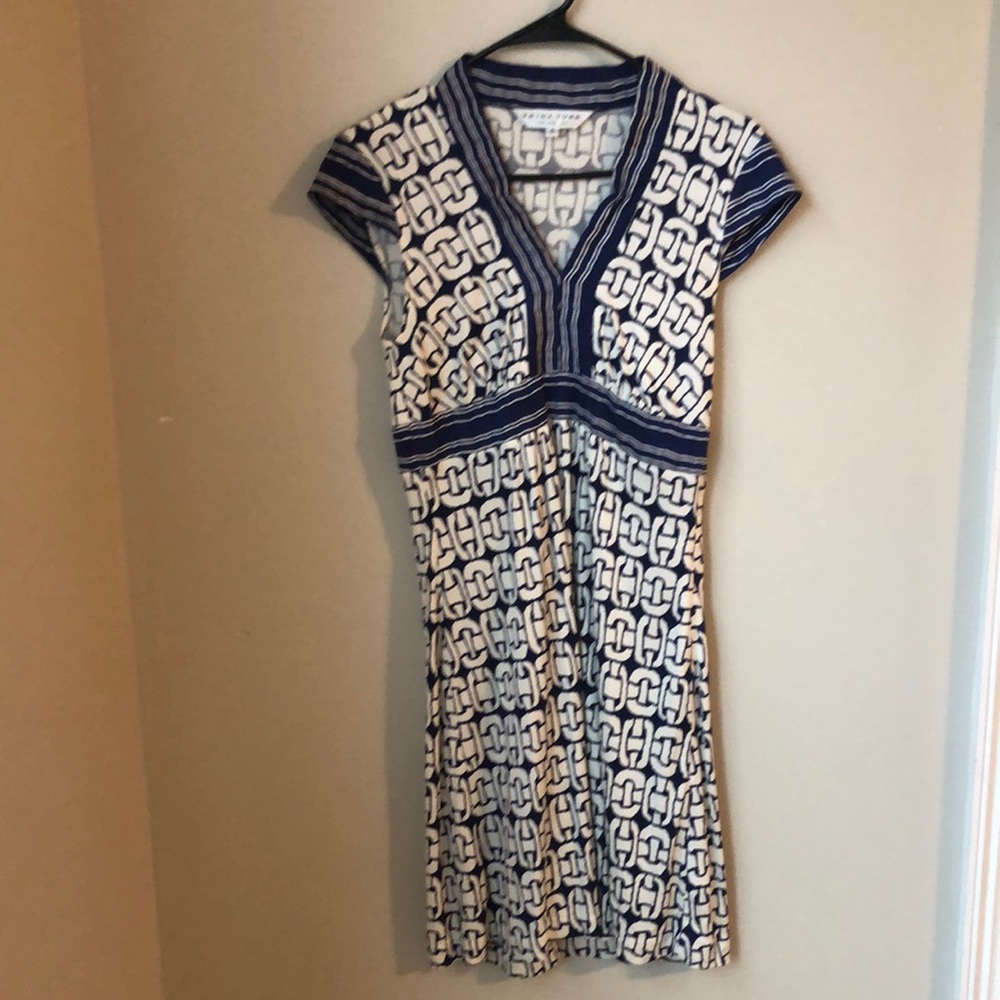 Trina Turk white and navy dress
